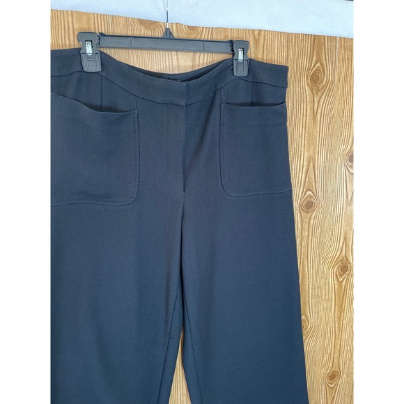 LOFT Wide Leg Cropped Women Pants‎ Career Casual Pockets Black Size 14 - Picture 8 of 11